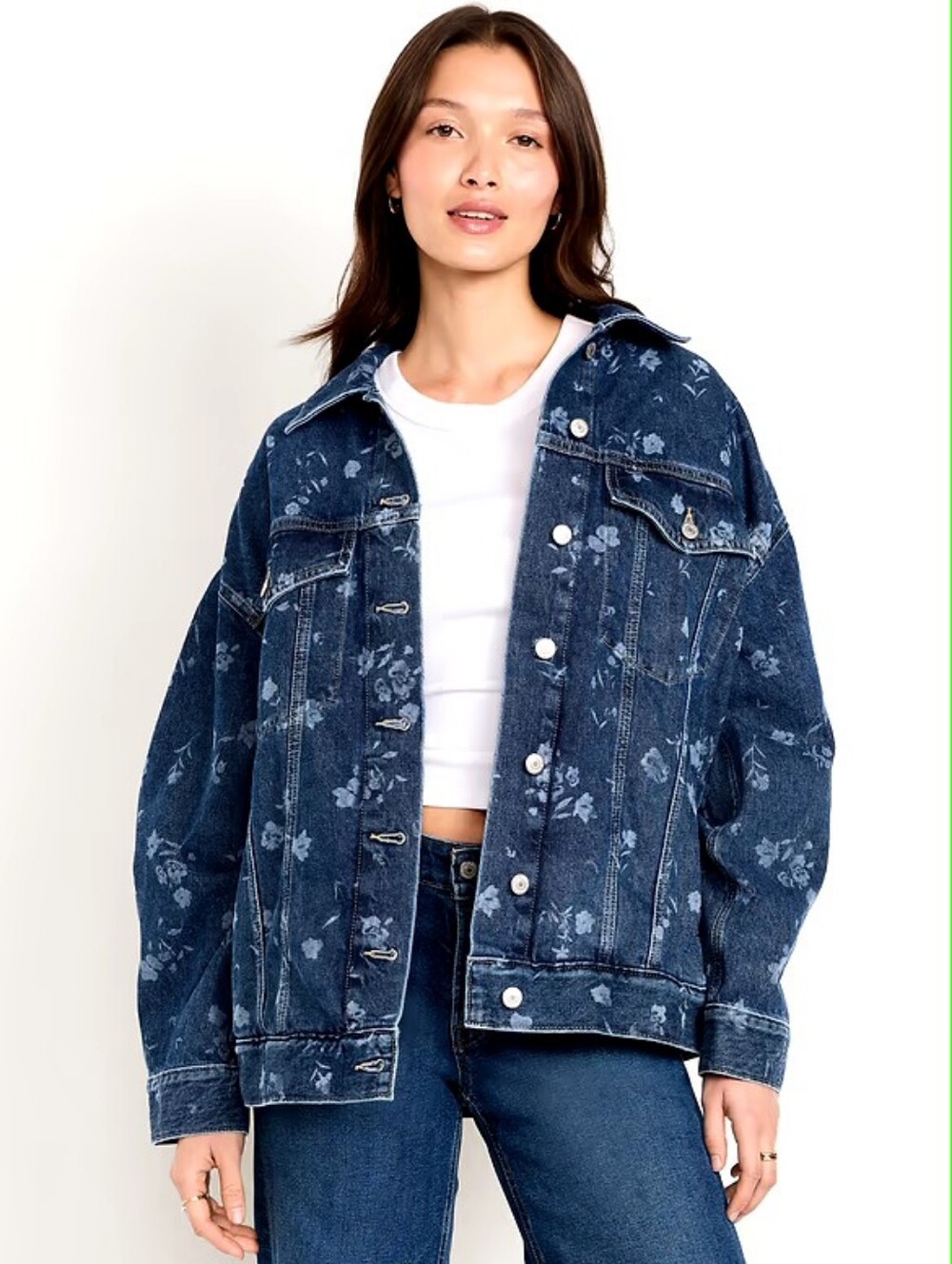 NWT Old Navy Floral Oversized Denim Jacket